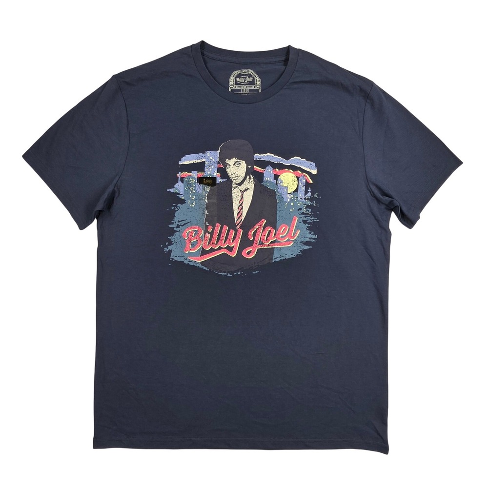 Lee Billy Joel 1973 US Tour Graphic T-Shirt Navy Blue Large 112371237 NEW